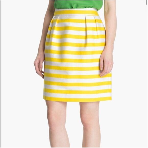 Kate Spade Women's Barry Yellow White Striped Mini Skirt Size 0 - Picture 1 of 10